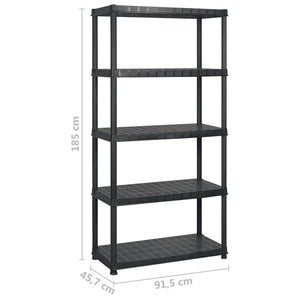 Ραφιέρα Αποθήκευσης 5 Επιπέδων Μαύρη 183x45,7x185 εκ. Πλαστική - PAKOBAZAAR