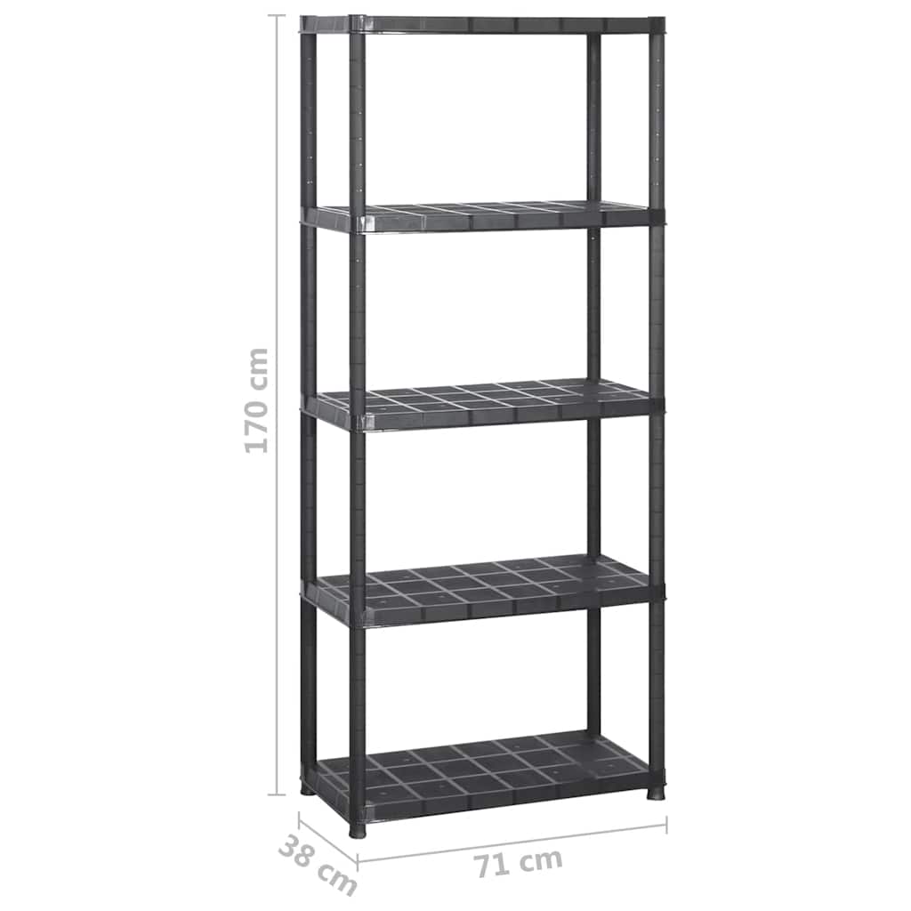Ραφιέρα Αποθήκευσης 5 Επιπέδων Μαύρη 213x38x170 εκ. Πλαστική - PAKOBAZAAR