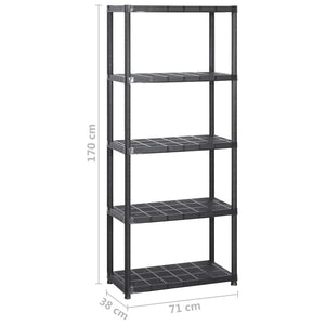 Ραφιέρα Αποθήκευσης 5 Επιπέδων Μαύρη 213x38x170 εκ. Πλαστική - PAKOBAZAAR