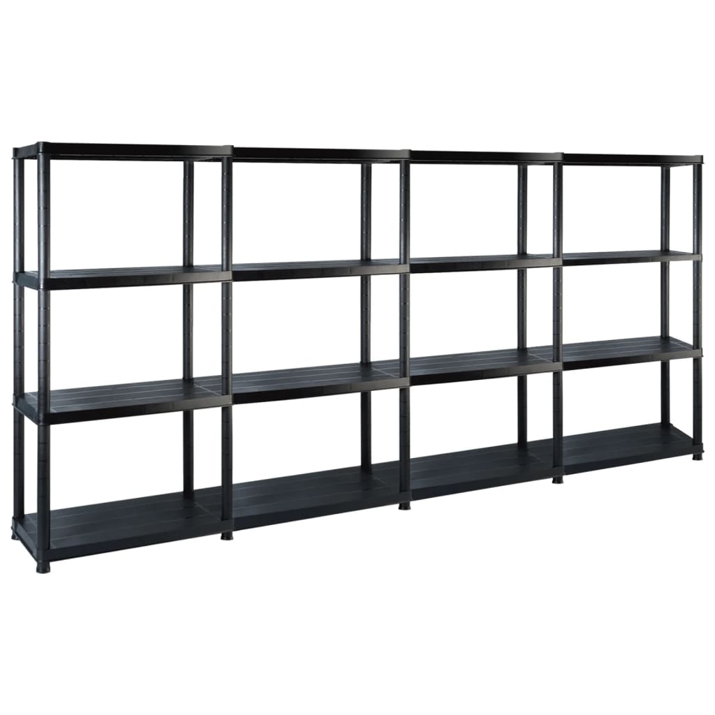 Ραφιέρα Αποθήκευσης 4 Επιπέδων Μαύρη 244x30,5x130 εκ. Πλαστική - PAKOBAZAAR