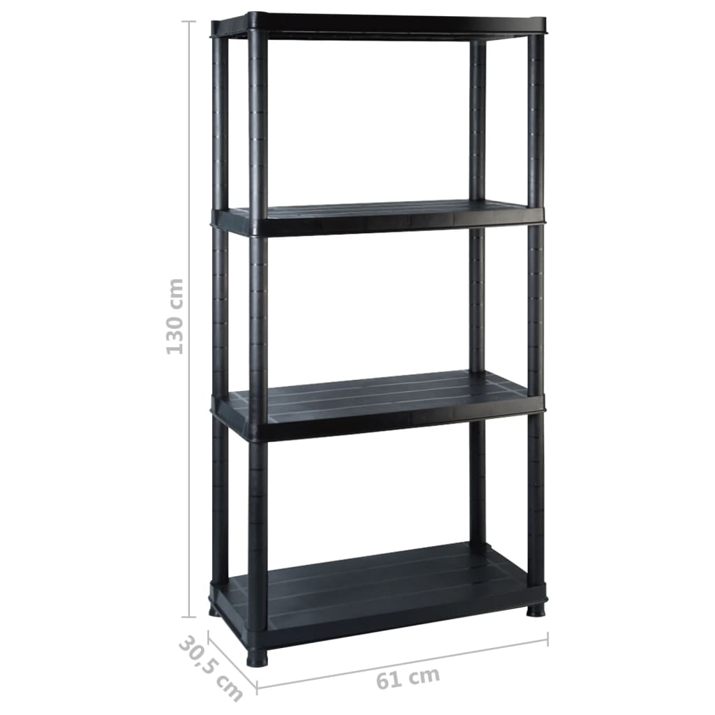 Ραφιέρα Αποθήκευσης 4 Επιπέδων Μαύρη 244x30,5x130 εκ. Πλαστική - PAKOBAZAAR