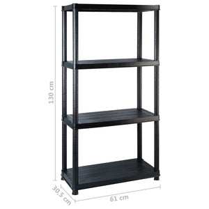 Ραφιέρα Αποθήκευσης 4 Επιπέδων Μαύρη 244x30,5x130 εκ. Πλαστική - PAKOBAZAAR