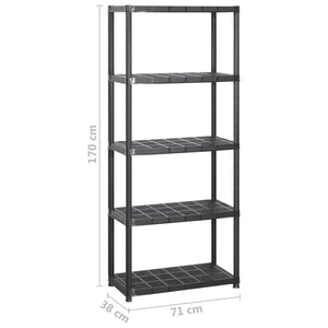 Ραφιέρα Αποθήκευσης 5 Επιπέδων Μαύρη 284x38x170 εκ. Πλαστική - PAKOBAZAAR