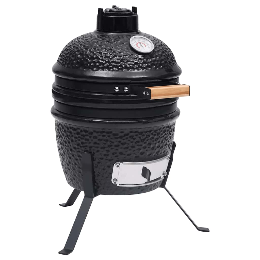 Ψησταριά Καπνιστήριο Kamado 2 σε 1 Μαύρη 56 εκ. Κεραμική