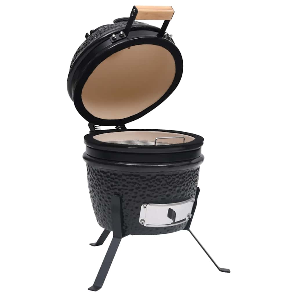 Ψησταριά Καπνιστήριο Kamado 2 σε 1 Μαύρη 56 εκ. Κεραμική