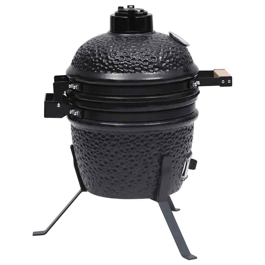 Ψησταριά Καπνιστήριο Kamado 2 σε 1 Μαύρη 56 εκ. Κεραμική