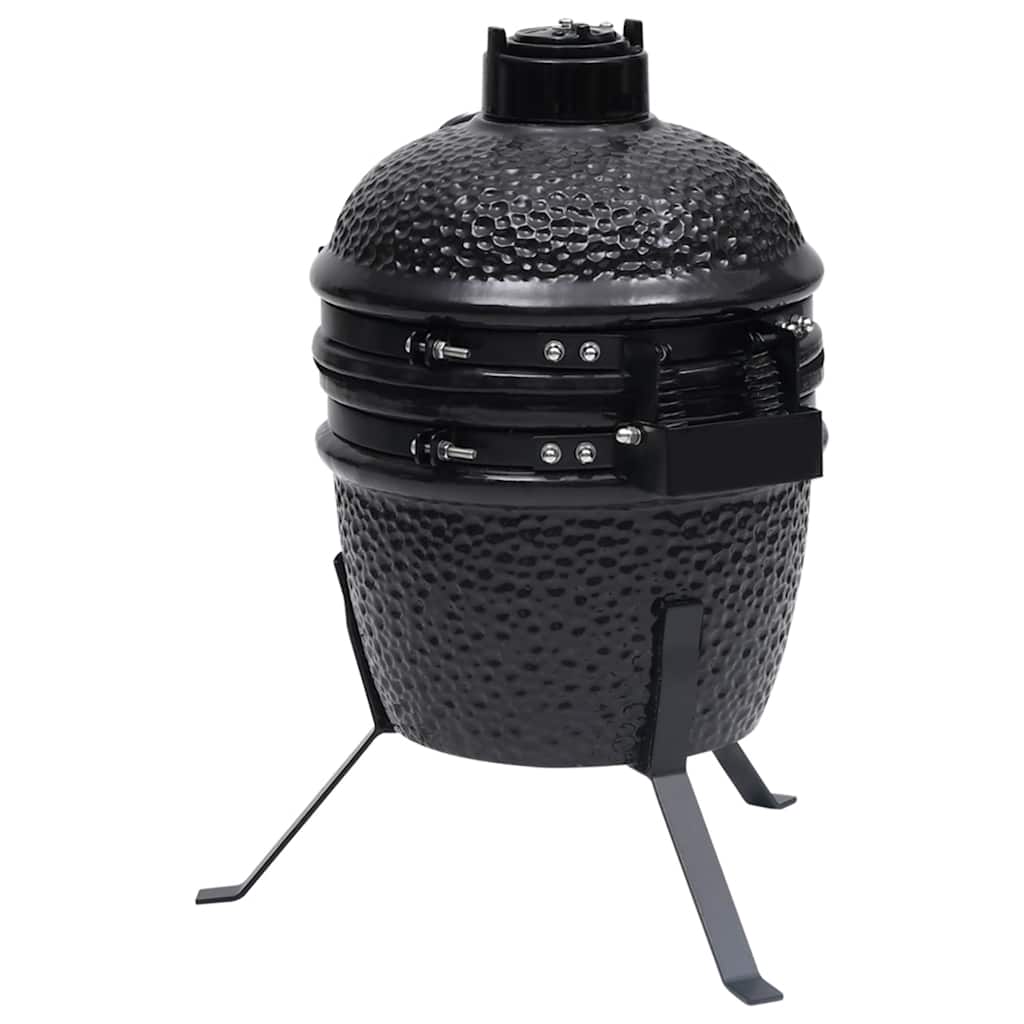 Ψησταριά Καπνιστήριο Kamado 2 σε 1 Μαύρη 56 εκ. Κεραμική