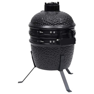 Ψησταριά Καπνιστήριο Kamado 2 σε 1 Μαύρη 56 εκ. Κεραμική
