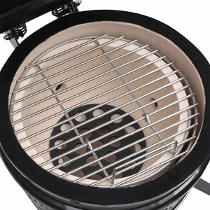 Ψησταριά Καπνιστήριο Kamado 2 σε 1 Μαύρη 56 εκ. Κεραμική