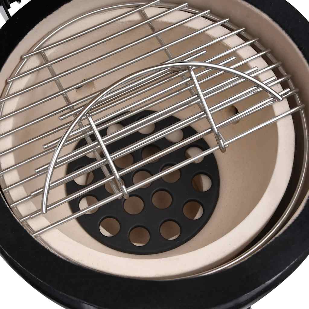 Ψησταριά Καπνιστήριο Kamado 2 σε 1 Μαύρη 56 εκ. Κεραμική
