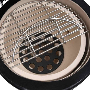 Ψησταριά Καπνιστήριο Kamado 2 σε 1 Μαύρη 56 εκ. Κεραμική