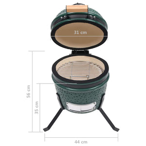Ψησταριά Καπνιστήριο Kamado 2 σε 1 Πράσινη 56 εκ. Κεραμική