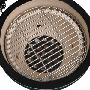 Ψησταριά Καπνιστήριο Kamado 2 σε 1 Πράσινη 56 εκ. Κεραμική