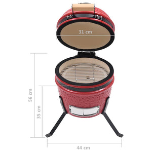 Ψησταριά Καπνιστήριο Kamado 2 σε 1 Κόκκινη 56 εκ. Κεραμική