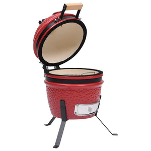 Ψησταριά Καπνιστήριο Kamado 2 σε 1 Κόκκινη 56 εκ. Κεραμική