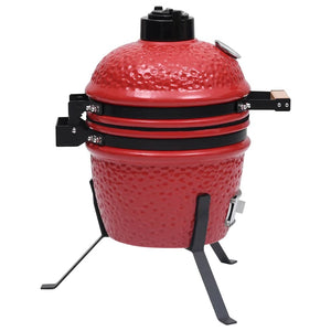 Ψησταριά Καπνιστήριο Kamado 2 σε 1 Κόκκινη 56 εκ. Κεραμική