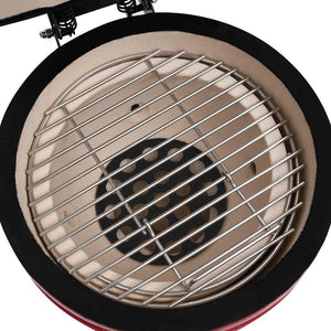 Ψησταριά Καπνιστήριο Kamado 2 σε 1 Κόκκινη 56 εκ. Κεραμική