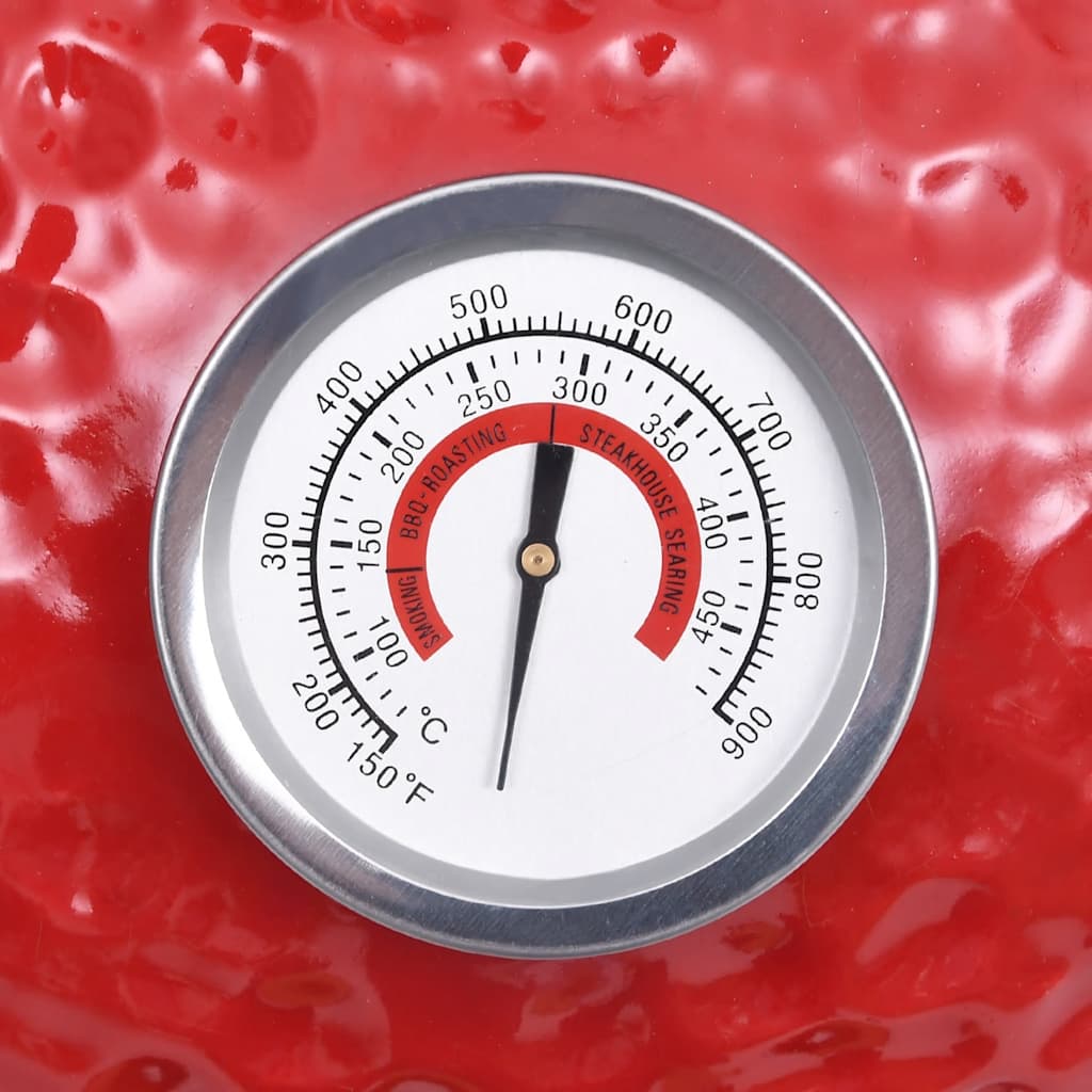 Ψησταριά Καπνιστήριο Kamado 2 σε 1 Κόκκινη 56 εκ. Κεραμική