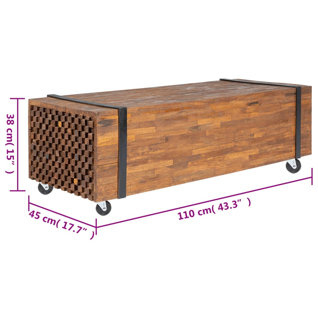 Τραπεζάκι Σαλονιού 110 x 45 x 38 εκ. από Μασίφ Ξύλο Teak - Pakobazaar