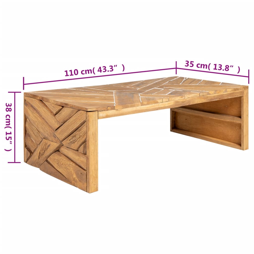 Τραπέζι Σαλονιού «Διαβρωμένο» Στιλ 110 x 35 x 38 εκ. Ξύλο Teak