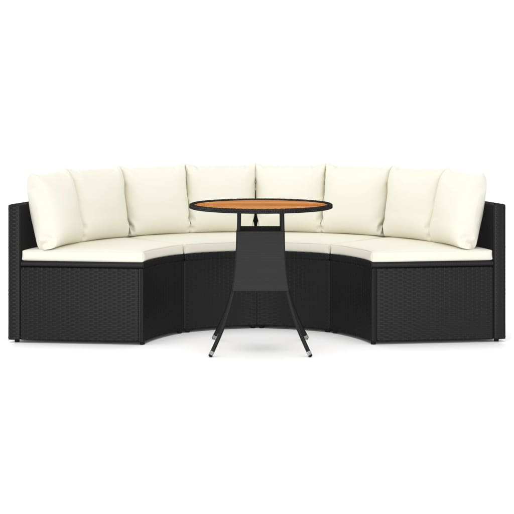 Σαλόνι Κήπου 5 Τεμαχίων Μαύρο από Συνθετικό Ρατάν με Μαξιλάρια - PAKOBAZAAR