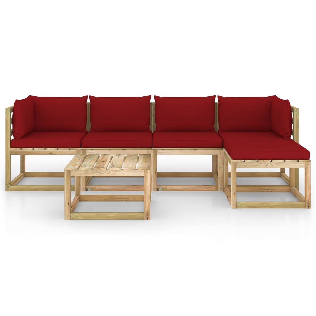 Σαλόνι Κήπου Σετ 6 τεμ. Εμποτ. Ξύλο Πεύκου με Μαξιλάρια