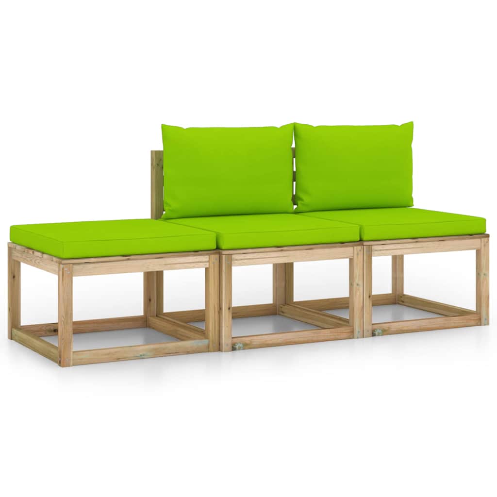 Σαλόνι Κήπου Σετ 3 Τεμαχίων με Αν. Πράσινα Μαξιλάρια