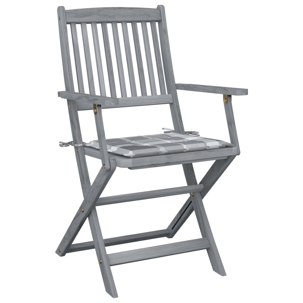 Καρέκλες Εξωτ. Χώρου Πτυσσόμενες 6 τεμ Ξύλο Ακακίας & Μαξιλάρια - PAKOBAZAAR