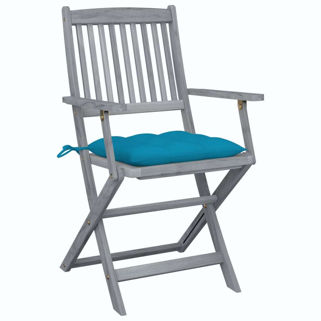 Καρέκλες Εξωτ. Χώρου Πτυσσόμενες 6 τεμ Ξύλο Ακακίας & Μαξιλάρια - Pakobazaar