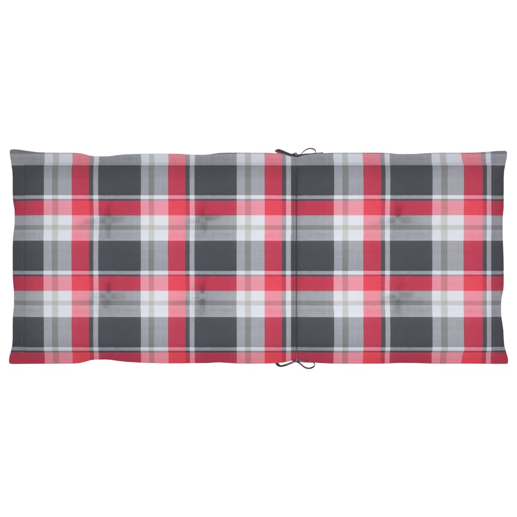 Καρέκλες Κήπου 4 τεμ. Μασίφ Ξύλο Teak με Κόκκινα Καρό Μαξιλάρια - PAKOBAZAAR