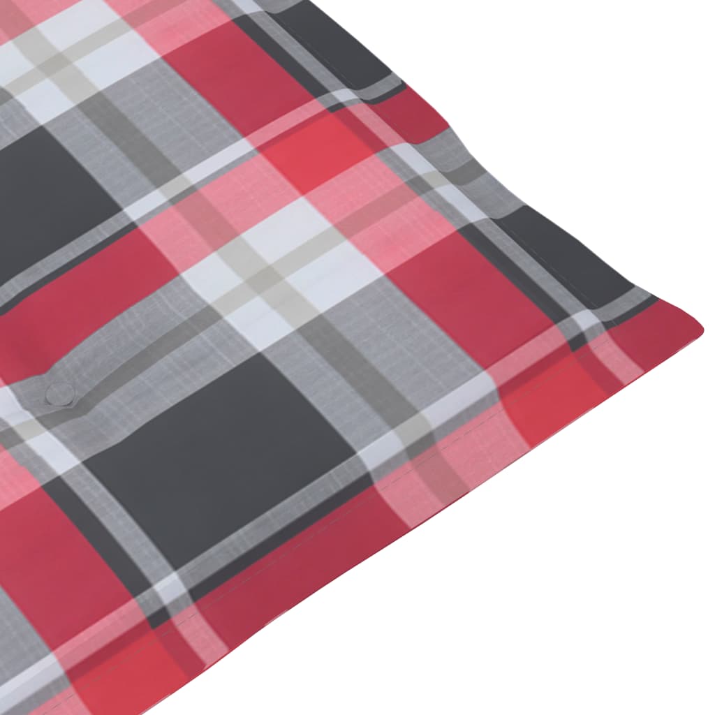 Καρέκλες Κήπου 4 τεμ. Μασίφ Ξύλο Teak με Κόκκινα Καρό Μαξιλάρια - PAKOBAZAAR