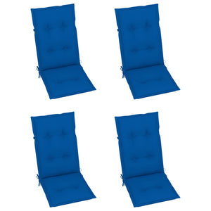 Πτυσσόμενες Καρέκλες 4 τεμ. με Μαξιλάρια Royal Blue από Μασίφ Ξύλο Teak