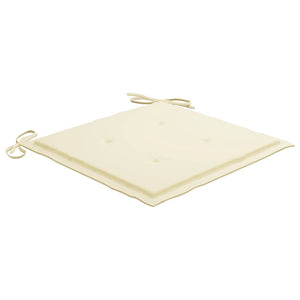 Καρέκλες Κήπου 4 τεμ. από Μασίφ Ξύλο Teak με Κρεμ Μαξιλάρια - PAKOBAZAAR