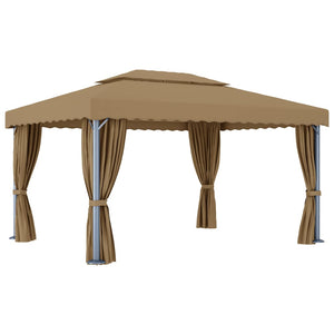 Κιόσκι με Κουρτίνα Taupe 4 x 3 μ. Αλουμινίου - PAKOBAZAAR
