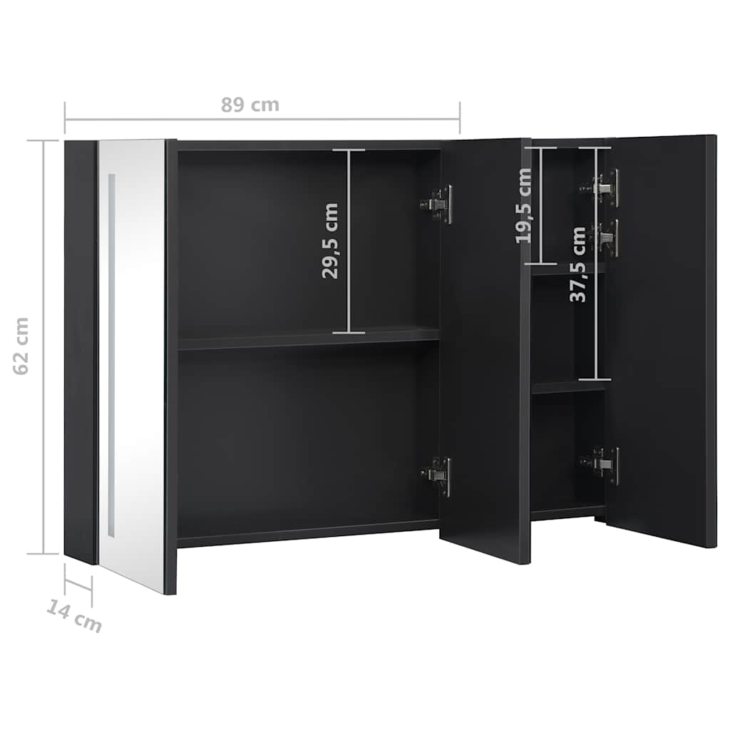 Καθρέφτης Μπάνιου με Ντουλάπι & LED 89 x 14 x 62 εκ.