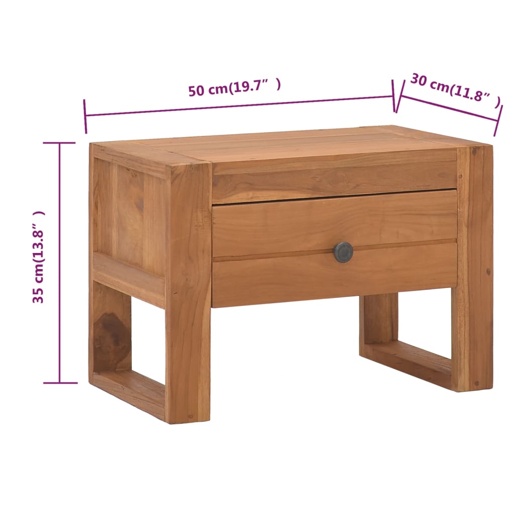 Κομοδίνο 50 x 30 x 35 εκ. από Μασίφ Ξύλο Teak - Pakobazaar