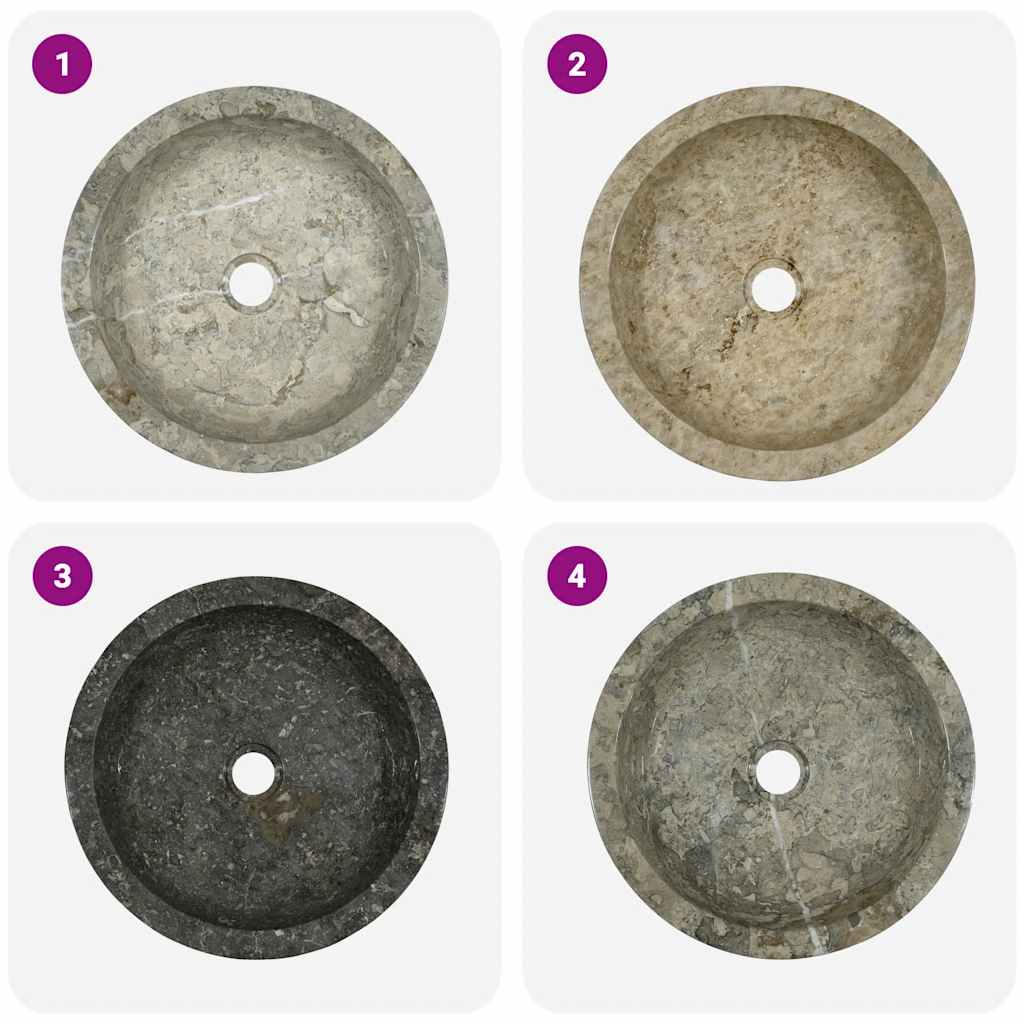 Νιπτήρας Γκρι Ø40x12 εκ. Μαρμάρινος - PAKOBAZAAR