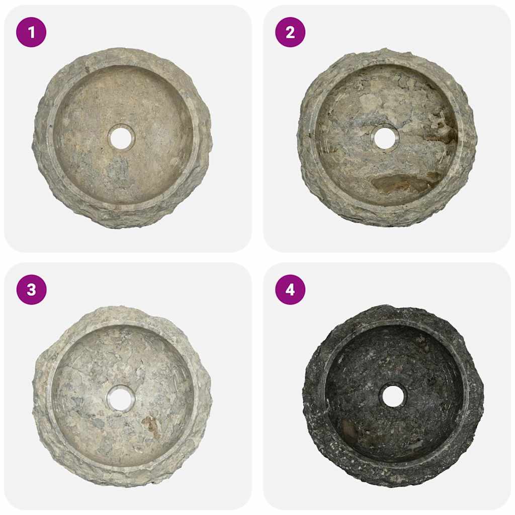 Νιπτήρας Γκρι Ø40x12 εκ. Μαρμάρινος - PAKOBAZAAR