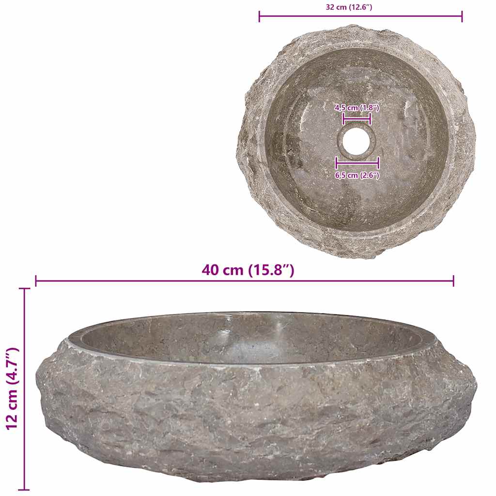 Νιπτήρας Γκρι Ø40x12 εκ. Μαρμάρινος - PAKOBAZAAR