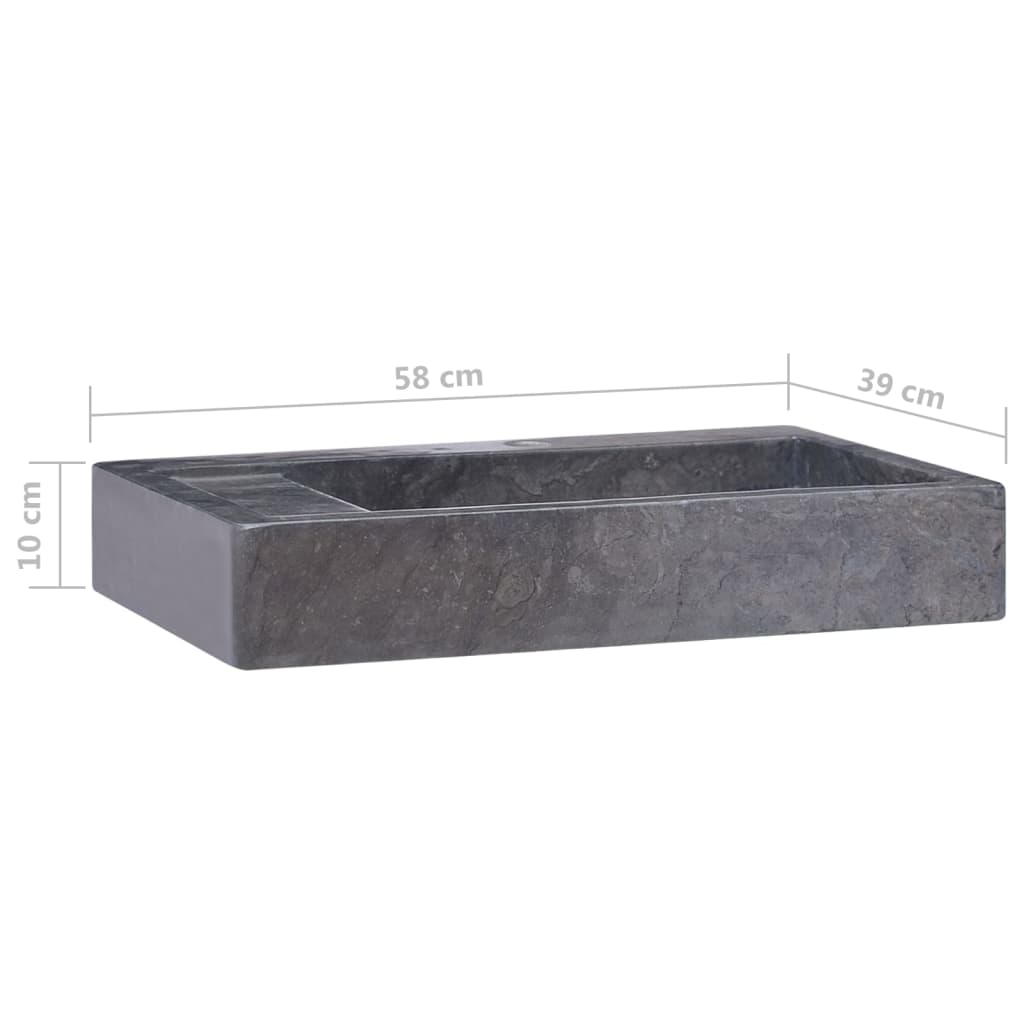 Νιπτήρας Μαύρος 58 x 39 x 10 εκ. Μαρμάρινος - PAKOBAZAAR