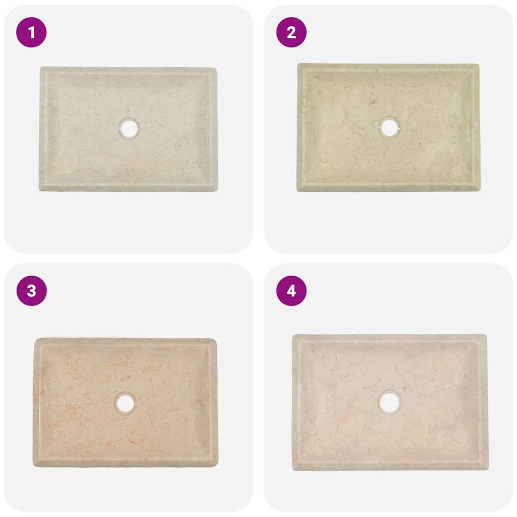Νιπτήρας Κρεμ 50 x 35 x 10 εκ. Μαρμάρινος - PAKOBAZAAR
