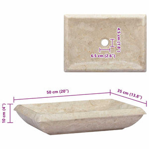 Νιπτήρας Κρεμ 50 x 35 x 10 εκ. Μαρμάρινος - PAKOBAZAAR