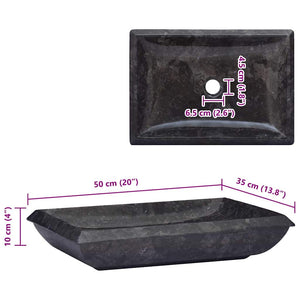 Νιπτήρας Μαύρος 50 x 35 x 10 εκ. Μαρμάρινος