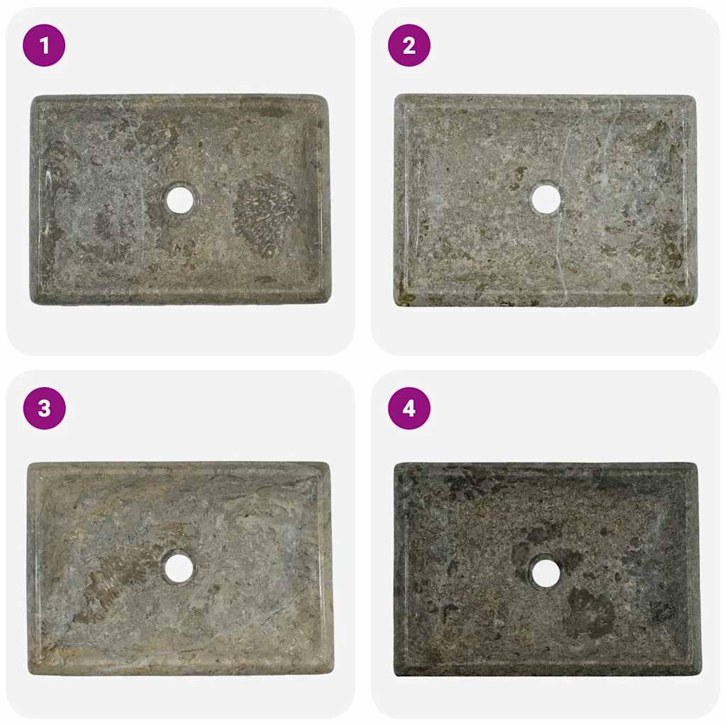 Νιπτήρας Γκρι 50 x 35 x 10 εκ. Μαρμάρινος - PAKOBAZAAR