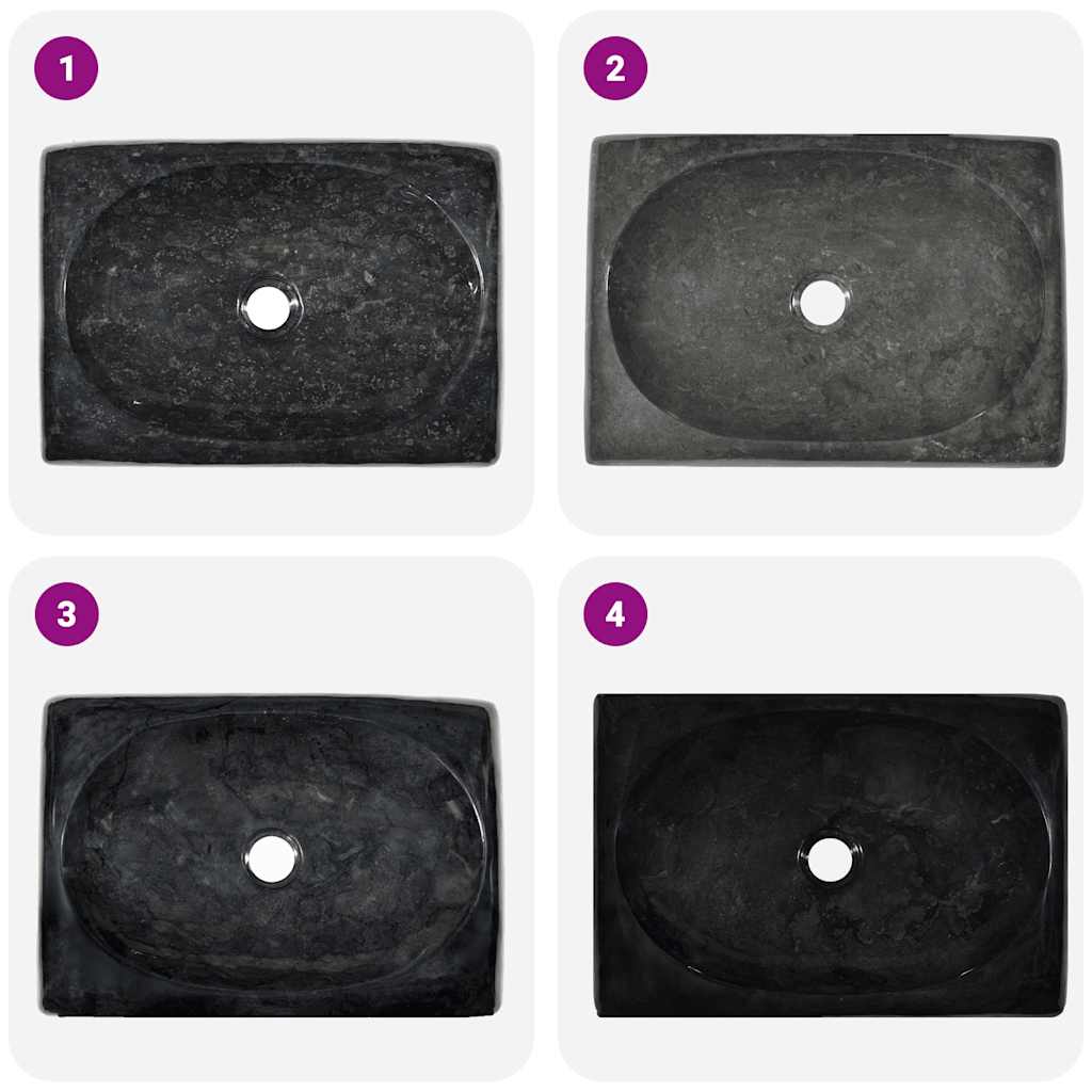 Νιπτήρας Μαύρος 50 x 35 x 10 εκ. Μαρμάρινος - PAKOBAZAAR