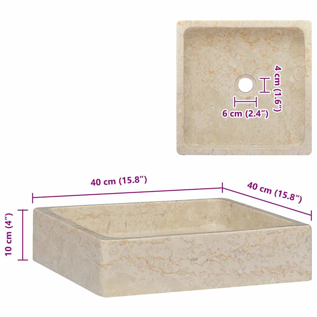 Νιπτήρας Κρεμ 40 x 40 x 10 εκ. Μαρμάρινος - PAKOBAZAAR