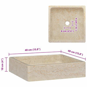 Νιπτήρας Κρεμ 40 x 40 x 10 εκ. Μαρμάρινος - PAKOBAZAAR