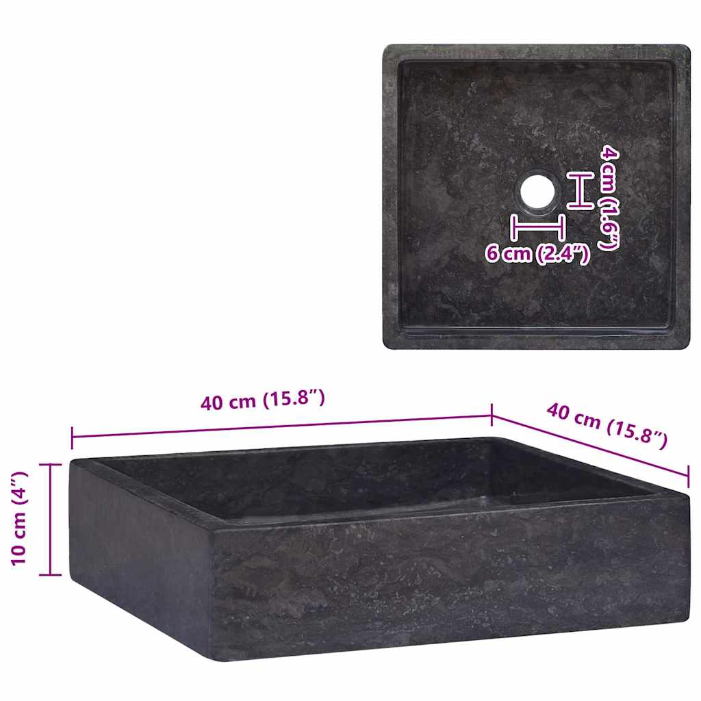 Νιπτήρας Μαύρος 40 x 40 x 10 εκ. Μαρμάρινος - PAKOBAZAAR