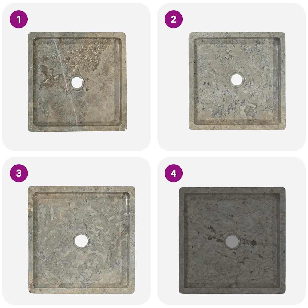 Νιπτήρας Γκρι 40 x 40 x 10 εκ. Μαρμάρινος - PAKOBAZAAR