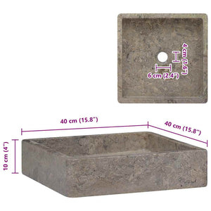 Νιπτήρας Γκρι 40 x 40 x 10 εκ. Μαρμάρινος - PAKOBAZAAR